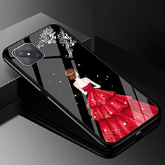 Custodia Silicone Gel Laterale Abito Ragazza Specchio Cover per Oppo Reno4 Z 5G Rosso e Nero