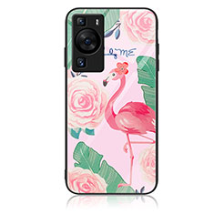 Custodia Silicone Gel Laterale Fantasia Modello Specchio Cover JM2 per Huawei P60 Rosa Caldo