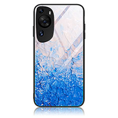 Custodia Silicone Gel Laterale Fantasia Modello Specchio Cover JM3 per Huawei P60 Art Blu