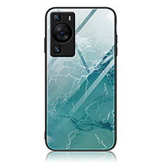 Custodia Silicone Gel Laterale Fantasia Modello Specchio Cover JM3 per Huawei P60 Pro Ciano