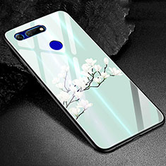 Custodia Silicone Gel Laterale Fantasia Modello Specchio Cover K02 per Huawei Honor View 20 Ciano