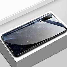 Custodia Silicone Gel Laterale Fantasia Modello Specchio Cover K03 per Huawei P30 Blu