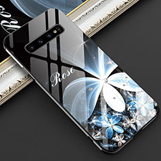 Custodia Silicone Gel Laterale Fantasia Modello Specchio Cover K04 per Samsung Galaxy S10 Bianco