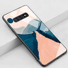 Custodia Silicone Gel Laterale Fantasia Modello Specchio Cover K04 per Samsung Galaxy S10 Plus Arancione