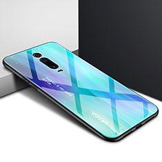 Custodia Silicone Gel Laterale Fantasia Modello Specchio Cover K04 per Xiaomi Mi 9T Pro Ciano