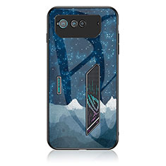 Custodia Silicone Gel Laterale Fantasia Modello Specchio Cover LS1 per Asus ROG Phone 6 Blu