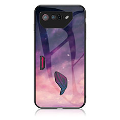 Custodia Silicone Gel Laterale Fantasia Modello Specchio Cover LS1 per Asus ROG Phone 7 Pro Viola