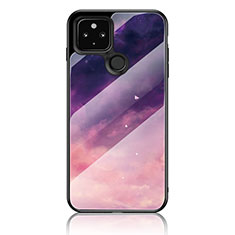 Custodia Silicone Gel Laterale Fantasia Modello Specchio Cover LS1 per Google Pixel 4a 5G Viola