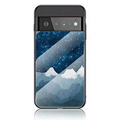 Custodia Silicone Gel Laterale Fantasia Modello Specchio Cover LS1 per Google Pixel 6 Pro 5G Blu