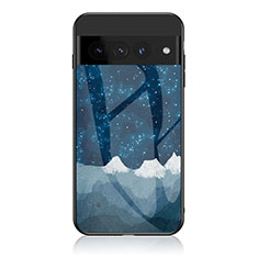 Custodia Silicone Gel Laterale Fantasia Modello Specchio Cover LS1 per Google Pixel 7 Pro 5G Blu