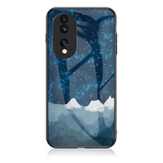 Custodia Silicone Gel Laterale Fantasia Modello Specchio Cover LS1 per Huawei Honor 70 Pro 5G Blu