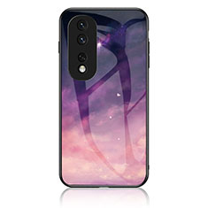 Custodia Silicone Gel Laterale Fantasia Modello Specchio Cover LS1 per Huawei Honor 80 Pro 5G Viola