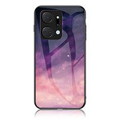 Custodia Silicone Gel Laterale Fantasia Modello Specchio Cover LS1 per Huawei Honor X7a Viola