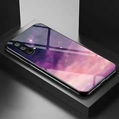 Custodia Silicone Gel Laterale Fantasia Modello Specchio Cover LS1 per OnePlus Nord CE 5G Viola