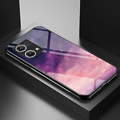 Custodia Silicone Gel Laterale Fantasia Modello Specchio Cover LS1 per Oppo Reno8 4G Viola