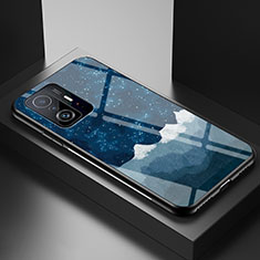 Custodia Silicone Gel Laterale Fantasia Modello Specchio Cover LS1 per Xiaomi Mi 11T 5G Blu