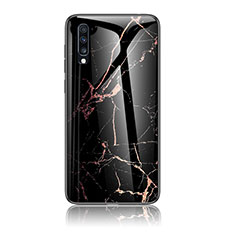 Custodia Silicone Gel Laterale Fantasia Modello Specchio Cover LS2 per Samsung Galaxy A70 Oro e Nero