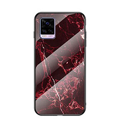 Custodia Silicone Gel Laterale Fantasia Modello Specchio Cover LS2 per Vivo V20 (2021) Rosso