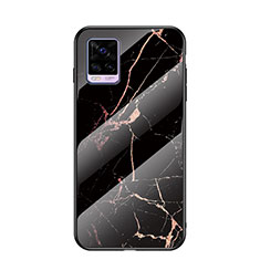 Custodia Silicone Gel Laterale Fantasia Modello Specchio Cover LS2 per Vivo V20 Oro e Nero