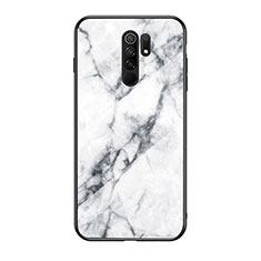 Custodia Silicone Gel Laterale Fantasia Modello Specchio Cover LS2 per Xiaomi Redmi 9 Prime India Bianco