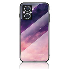 Custodia Silicone Gel Laterale Fantasia Modello Specchio Cover LS4 per Oppo A96 5G Viola