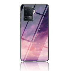 Custodia Silicone Gel Laterale Fantasia Modello Specchio Cover LS4 per Oppo F19 Pro Viola