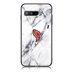 Custodia Silicone Gel Laterale Fantasia Modello Specchio Cover per Asus ROG Phone 3 Strix ZS661KS Bianco