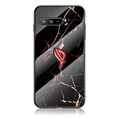 Custodia Silicone Gel Laterale Fantasia Modello Specchio Cover per Asus ROG Phone 3 Strix ZS661KS Oro e Nero