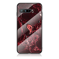 Custodia Silicone Gel Laterale Fantasia Modello Specchio Cover per Asus ROG Phone 3 Strix ZS661KS Rosso