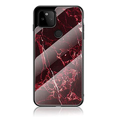 Custodia Silicone Gel Laterale Fantasia Modello Specchio Cover per Google Pixel 5a 5G Rosso