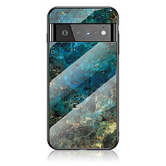 Custodia Silicone Gel Laterale Fantasia Modello Specchio Cover per Google Pixel 6 Pro 5G Blu
