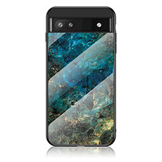 Custodia Silicone Gel Laterale Fantasia Modello Specchio Cover per Google Pixel 6a 5G Blu