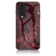 Custodia Silicone Gel Laterale Fantasia Modello Specchio Cover per Huawei Honor 70 Pro 5G Rosso