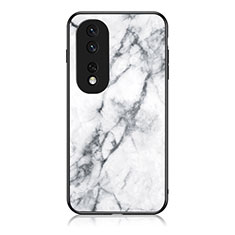 Custodia Silicone Gel Laterale Fantasia Modello Specchio Cover per Huawei Honor 80 Pro Flat 5G Bianco