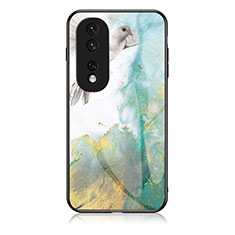 Custodia Silicone Gel Laterale Fantasia Modello Specchio Cover per Huawei Honor 80 Pro Flat 5G Verde