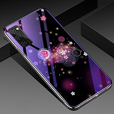 Custodia Silicone Gel Laterale Fantasia Modello Specchio Cover per Huawei Honor V30 5G Viola