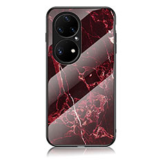 Custodia Silicone Gel Laterale Fantasia Modello Specchio Cover per Huawei P50e Rosso