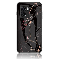 Custodia Silicone Gel Laterale Fantasia Modello Specchio Cover per Oppo A56S 5G Oro e Nero