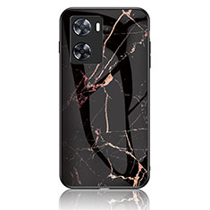 Custodia Silicone Gel Laterale Fantasia Modello Specchio Cover per Oppo A57e Oro e Nero