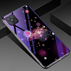 Custodia Silicone Gel Laterale Fantasia Modello Specchio Cover per Oppo A92s 5G Viola