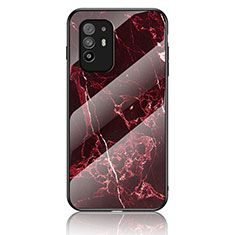 Custodia Silicone Gel Laterale Fantasia Modello Specchio Cover per Oppo A94 5G Rosso