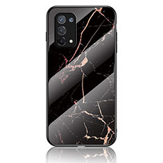 Custodia Silicone Gel Laterale Fantasia Modello Specchio Cover per Oppo A95 4G Oro e Nero