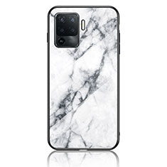 Custodia Silicone Gel Laterale Fantasia Modello Specchio Cover per Oppo F19 Pro Bianco