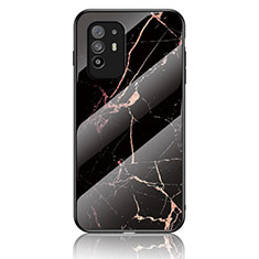 Custodia Silicone Gel Laterale Fantasia Modello Specchio Cover per Oppo F19 Pro+ Plus 5G Oro e Nero