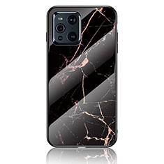 Custodia Silicone Gel Laterale Fantasia Modello Specchio Cover per Oppo Find X3 Pro 5G Oro e Nero