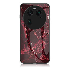 Custodia Silicone Gel Laterale Fantasia Modello Specchio Cover per Oppo Find X6 5G Rosso