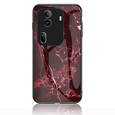 Custodia Silicone Gel Laterale Fantasia Modello Specchio Cover per Oppo Reno11 Pro 5G Rosso