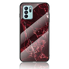 Custodia Silicone Gel Laterale Fantasia Modello Specchio Cover per Oppo Reno6 Z 5G Rosso