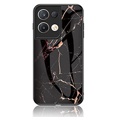 Custodia Silicone Gel Laterale Fantasia Modello Specchio Cover per Oppo Reno8 Pro 5G Oro e Nero