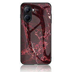 Custodia Silicone Gel Laterale Fantasia Modello Specchio Cover per Realme C33 (2023) Rosso